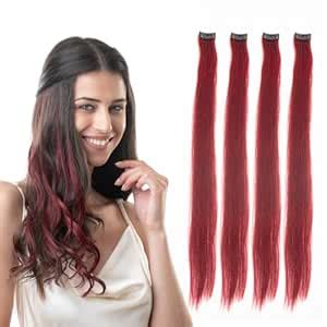 Hair Originals 100% Natural Human Hair Clip In Color Streaks (12 Inches ...