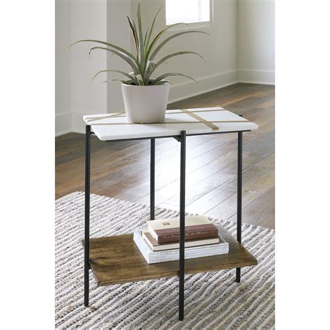 Ashley Furniture Braxmore Marble Accent Table - 22"W x 15"D x 23"H - On ...