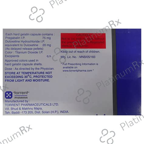 Pregaba D 75/20mg Capsule DR 10s: View Uses, Side Effects, Price and ...