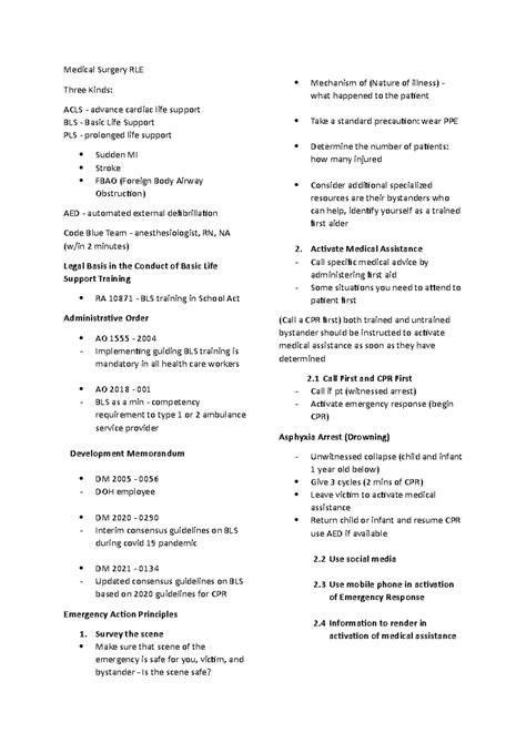BLS - basic life support / cpr - Medical Surgery RLE Three Kinds: ACLS ...