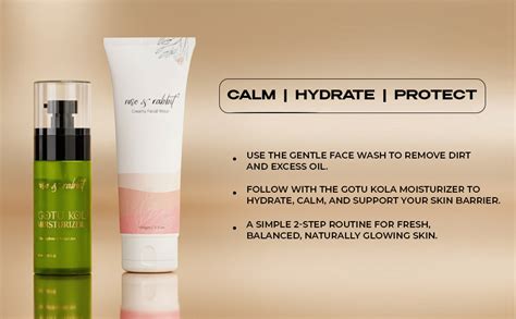 Rose & Rabbit Creamy Face Wash + GOTU KOLA Moisturizer Combo Pack ...