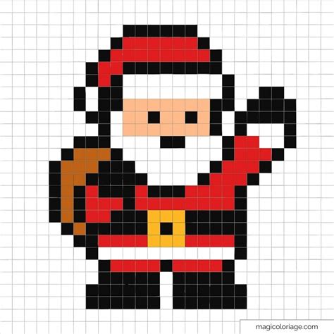 Festive Santa Claus pixel art to easily reproduce