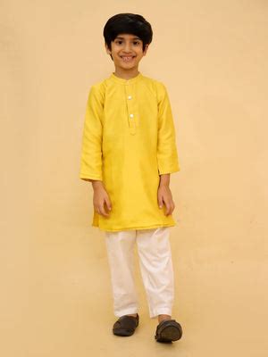 Golden Hour Boys Silk Kurta Pajama Set - 0 - 6 Months Boys Ethnic Set