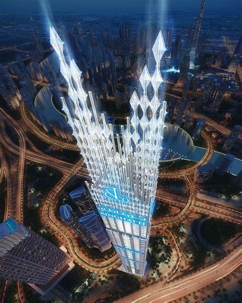 diamond spires crown the world’s tallest residential tower in dubai