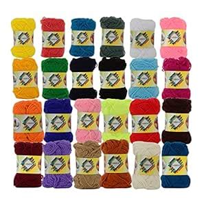 CORIOX Acrylic Wool 4 Ply Yarn for Crochet and Knitting Pack of 24 Ball ...