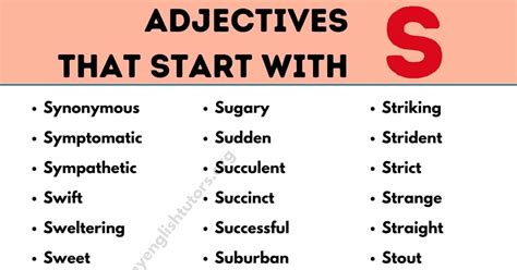 Adjectives Start With S
