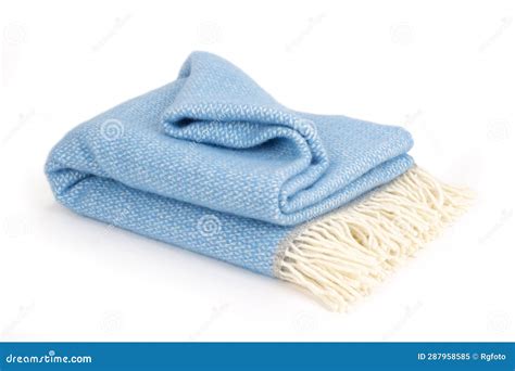 Light Blue Wool Blanket Isolated on White Background Stock Image ...