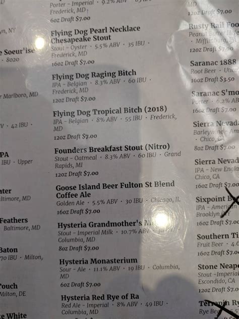 Menu at The White Oak Tavern pub & bar, Ellicott City, Baltimore ...