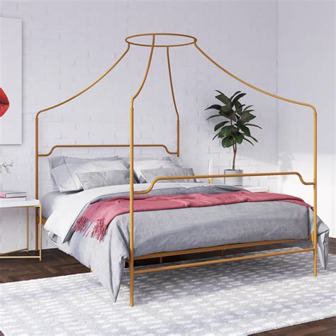 Novogratz Camilla Metal Canopy Bed, Queen, Gold - Walmart.com