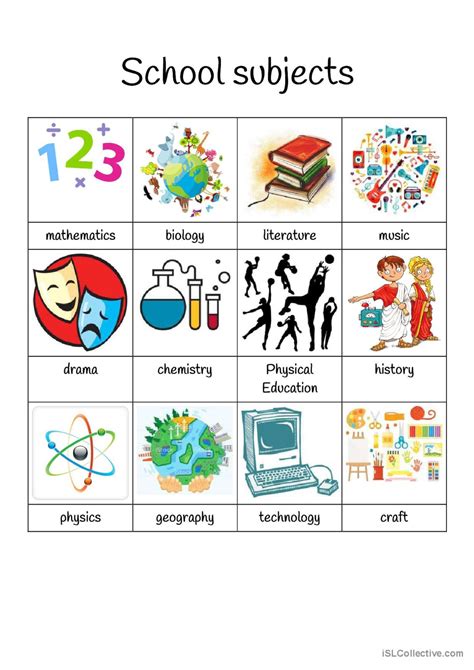 School subjects activities