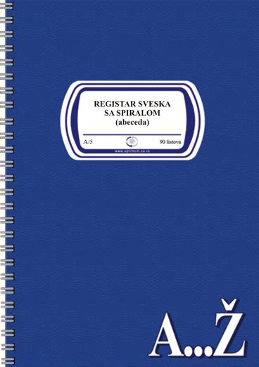REGISTAR SVESKA A5 SPIRALA ABECEDA 90 257 | B2B - Optimum d.o.o.