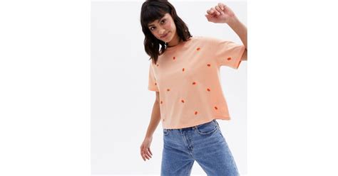 Coral Embroidered Boxy T-Shirt | New Look