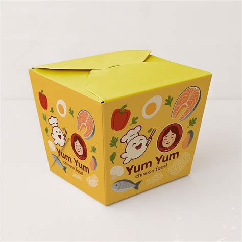 Yum yum chinese food box - takeout container with illustration ...