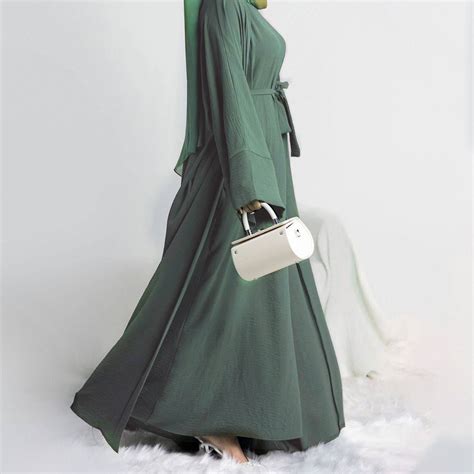 DUBAI CRUSH DOUBLE SHRUG ABAYA | SEA GREEN