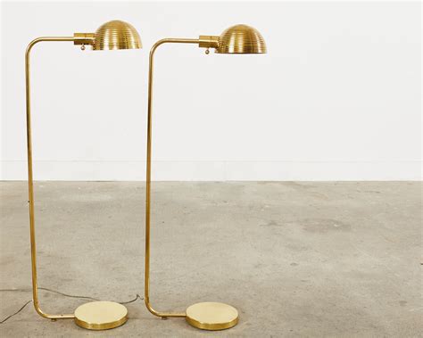 Pair of Art Deco Style Polished Brass Task Floor Lamps For Sale at 1stDibs