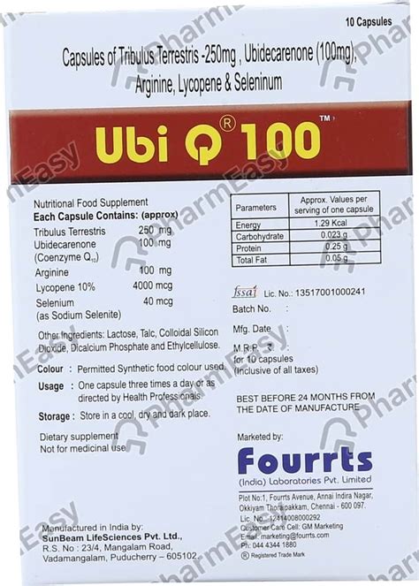Buy Ubi Q 100 MG Capsule (10) Online at Flat 15% OFF | PharmEasy