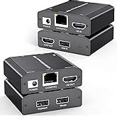 HDMI USB KVM Extender Dual Monitor Over Cat5e/6/6a/7 up to 1080p@60Hz ...