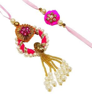 ANAYA STUDIO Lumba Designer Lumba rakhi- Set of 2 - With Roli Chawal ...