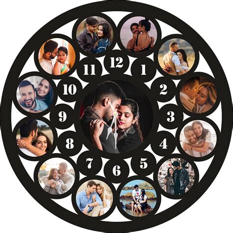 Buy GS Gift Gallery Customize Round Wall Clock with 13 Photos Frame for ...