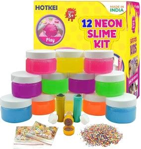 HOTKEI 12 Pack Neon Multicolor Slime Kit Toys jelly putty clay set For ...