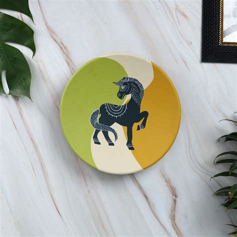Buy 'Black Horse' Handpainted Terracotta Decorative Wall Plate, 9. 5 ...
