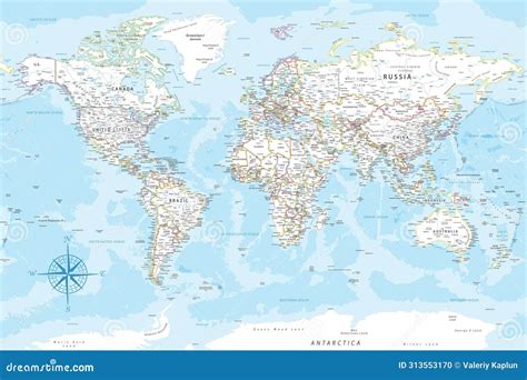 World Map - Highly Detailed Colored Vector Map of the World. Ideally for the Print Posters Stock ...