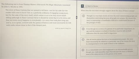 Solved: The following text is from Thomas Mann's 1924 novel The Magic ...