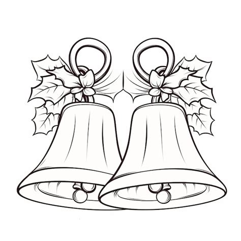 Eine Zeichnung von zwei Glocken mit Stechpalmenblättern und generativen ...