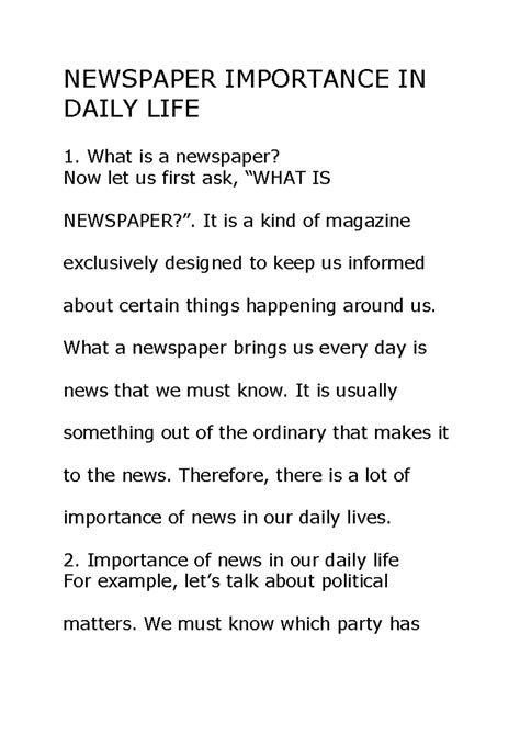 Newspaper Importance - NEWSPAPER IMPORTANCE IN DAILY LIFE What is a ...
