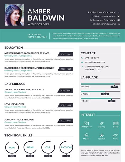 HTML5 Developer Resume 的图像结果