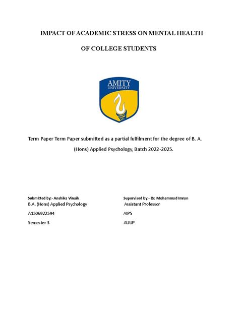 NTCC Final Report (Anshika Vinaik) - IMPACT OF ACADEMIC STRESS ON ...