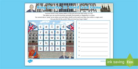 King Charles III Word Grid Game