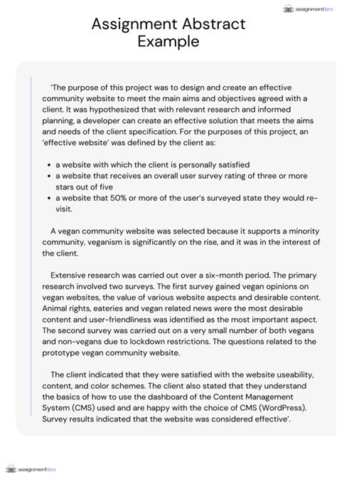 Image result for Example of Assignment Abstract