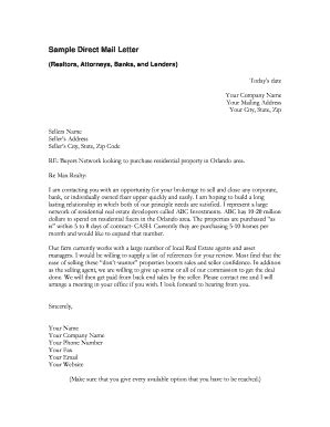 Fillable Online Sample Direct Mail Letter Fax Email Print - pdfFiller