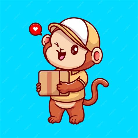 Free Vector | Cute monkey courier shipping package cartoon vector icon ...