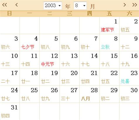 2003全年日历农历表 - 第一星座网
