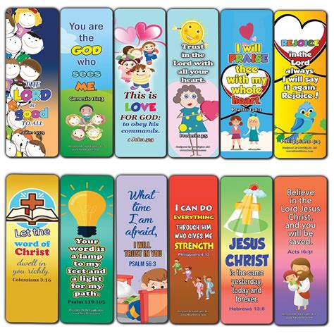 Short Bible Verses for Kids Bookmarks (30-Pack) - Handy Memory Verses ...