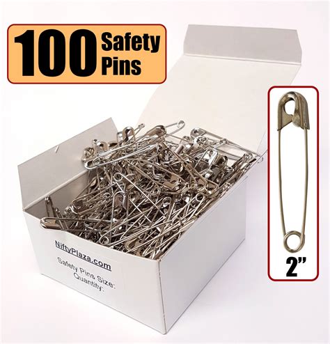 NiftyPlaza Extra Large Safety Pins, Size 2 Inch, 100 Safety Pins, Heav ...