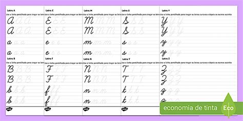 Letras cursivas de A a Z - Caligrafia