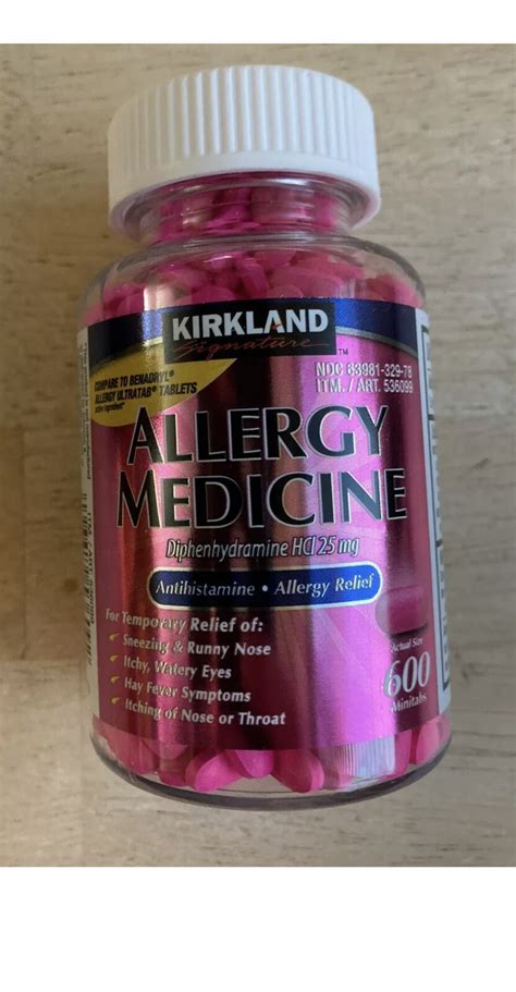 Buy Kirkland Signature Allergy Relief Medicine 600 Tablets 25-mg ...