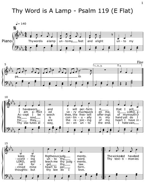 Thy Word is A Lamp - Psalm 119 (E Flat) - Sheet music for Piano