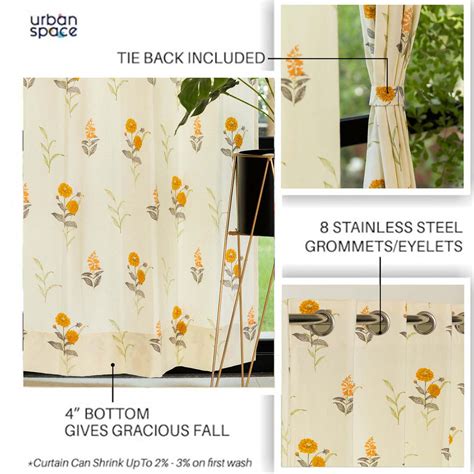 100% Cotton Room Darkening Curtains, Cotton Coneflower Yellow | Urban ...