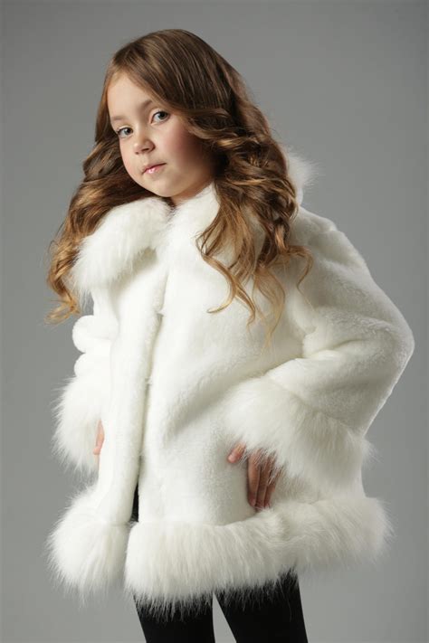 Elegant White Faux Fur Coat for Girls Princess Style Winter Dress Coat ...
