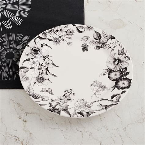 Buy Maris-Botanical White Printed Stoneware Dinner Plate - 28cm from ...