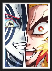 Kyojuro Rengoku | Akaza"Upper rank 3" | Demon Slayer Framed Poster ...
