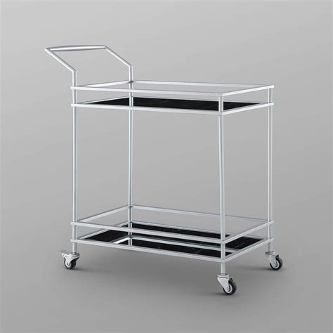 Buy Nicole Miller Lonnie Bar Cart - 2 Glass Shelves | Locking Caster ...
