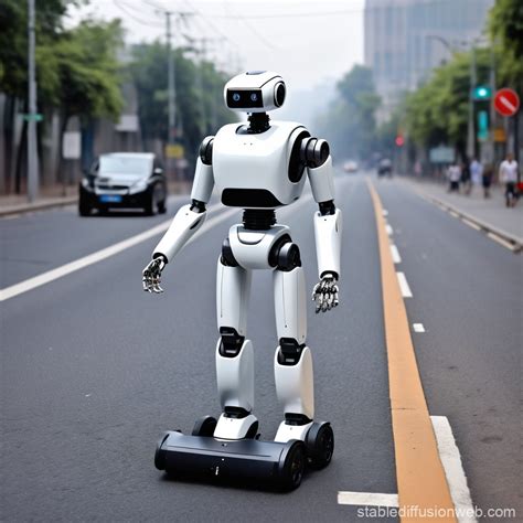Robot Assisting Blind Individual in Road | Stable Diffusion Online