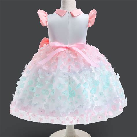 Shop Online Girls Multi Coloured 3D Floral Applique Party Dress at ₹979