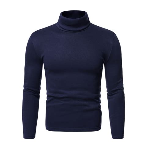 Men's Slim Fit Basic Turtleneck T Shirts Casual Knitted Pullover ...