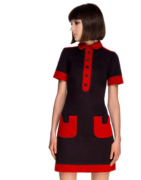 MARMALADE Retro 1960s Mod Contrast Pocket Polo Dress Black/Red | Mod ...